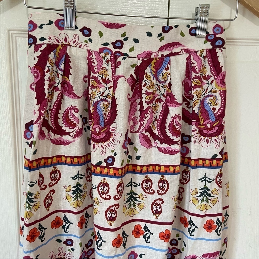 Caroline Constas NWT Linen Floral Printed Long Midi Skirt Size XS - Picture 7 of 15